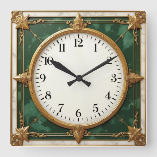 Horloge Carrée Art Déco élégant (Recto)