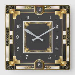 Horloge Carrée Art déco élégant