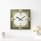 Horloge Carrée Art Déco élégant (Maison)