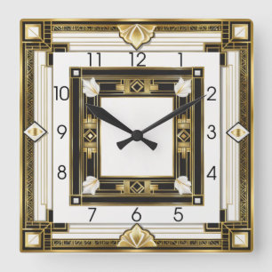 Horloge Carrée Art Déco élégant