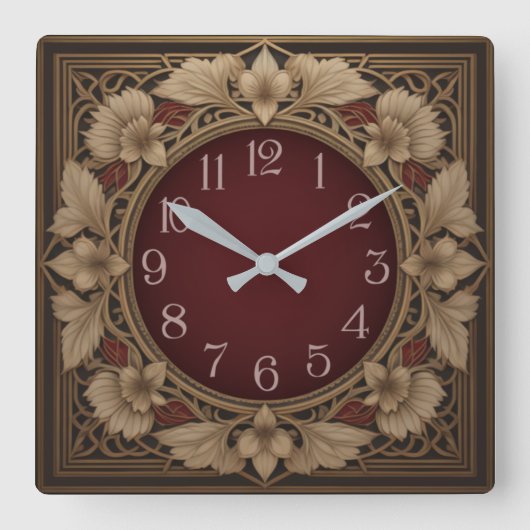 Horloge Carrée Art déco élégant (Recto)