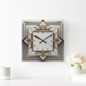 Horloge Carrée Art déco élégant (Maison)