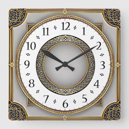 Horloge Carrée Art Deco Elegant (Recto)