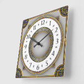 Horloge Carrée Art Deco Elegant (Angle)