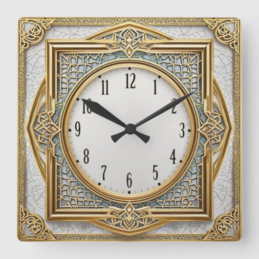 Horloge Carrée Art Deco Elegant (Recto)