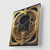 Horloge Carrée Art Deco Elegant (Angle)