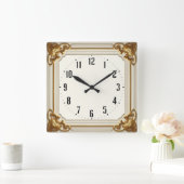 Horloge Carrée Art Déco Elegant Blanc (Maison)