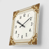 Horloge Carrée Art Déco Elegant Blanc (Angle)