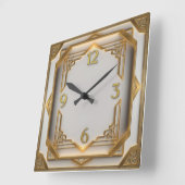 Horloge Carrée Art Deco Elegant Gold (Angle)