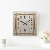 Horloge Carrée Art Deco Elegant Gold (Maison)