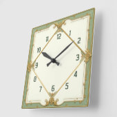 Horloge Carrée Art Deco Elegant Mint (Angle)