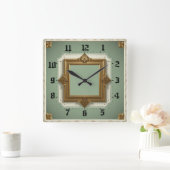 Horloge Carrée Art Deco Elegant Mint (Maison)