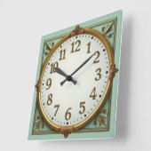Horloge Carrée Art Deco Elegant Mint (Angle)