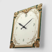 Horloge Carrée Art Déco Elegant Vert (Angle)