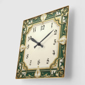 Horloge Carrée Art Déco Elegant Vert (Angle)