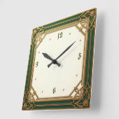 Horloge Carrée Art Déco Elegant Vert (Angle)