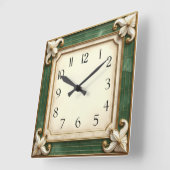 Horloge Carrée Art Déco Elegant Vert (Angle)