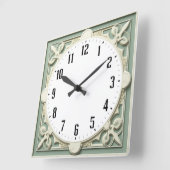 Horloge Carrée Art Deco Elegant White (Angle)