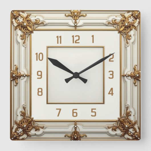 Horloge Carrée Art Deco Elegant White (Recto)