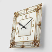 Horloge Carrée Art Deco Elegant White (Angle)