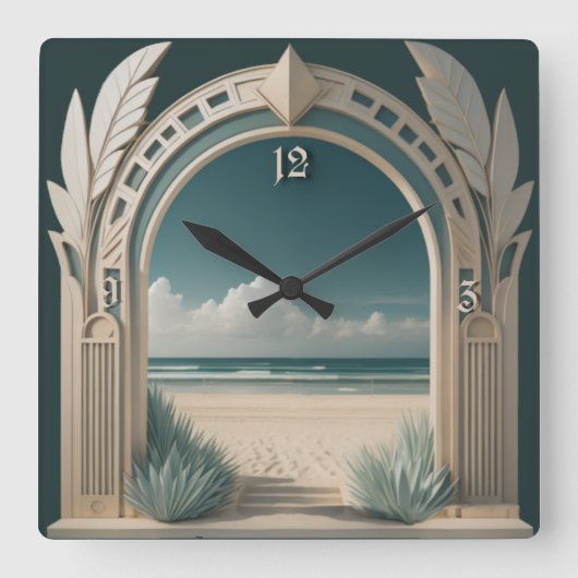Horloge Carrée Art déco été (Recto)