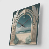Horloge Carrée Art déco été (Angle)