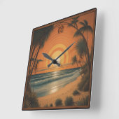 Horloge Carrée Art déco été (Angle)