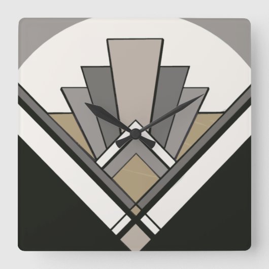 Horloge Carrée Art Deco Fan Tile Clock (Recto)