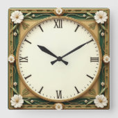 Horloge Carrée Art Deco Flower (Recto)
