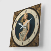 Horloge Carrée Art Deco Girl (Angle)
