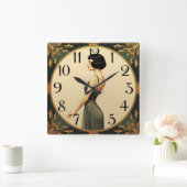 Horloge Carrée Art Deco Girl (Maison)