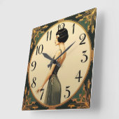 Horloge Carrée Art Deco Girl (Angle)