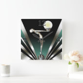 Horloge Carrée Art Déco Glam Nouveau | TURQUOISE (Maison)