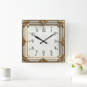 Horloge Carrée Art Deco Gold (Maison)