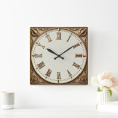 Horloge Carrée Art Deco Gold (Maison)