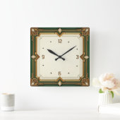 Horloge Carrée Art Deco Green (Maison)