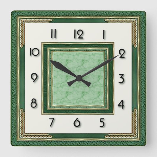 Horloge Carrée Art Deco Green (Recto)