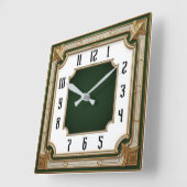 Horloge Carrée Art Deco Green Elegant (Angle)