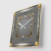 Horloge Carrée Art Déco Gris (Angle)