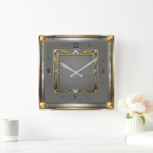 Horloge Carrée Art Déco Gris (Maison)