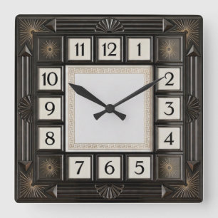 Horloge Carrée Art Déco Gris