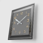 Horloge Carrée Art Déco Gris (Angle)