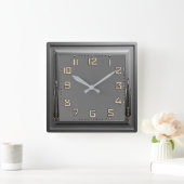 Horloge Carrée Art Déco Gris (Maison)
