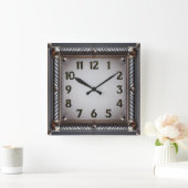 Horloge Carrée Art Déco Gris (Maison)