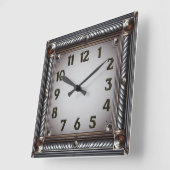 Horloge Carrée Art Déco Gris (Angle)