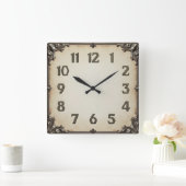 Horloge Carrée Art Déco Gris (Maison)