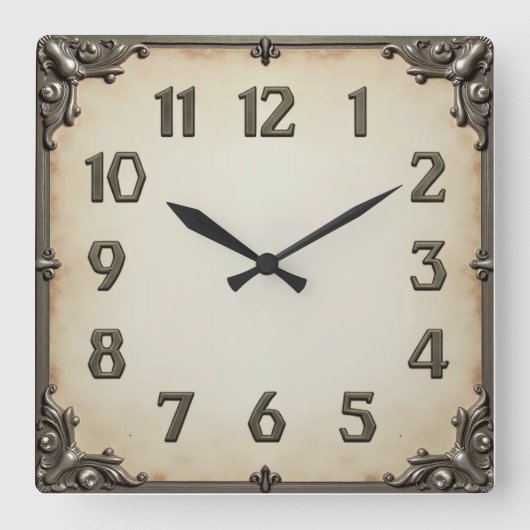 Horloge Carrée Art Déco Gris (Recto)