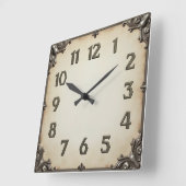Horloge Carrée Art Déco Gris (Angle)