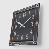 Horloge Carrée Art Déco Gris (Angle)