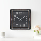 Horloge Carrée Art Déco Gris (Maison)